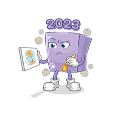 new year traditional painter cartoon character vector