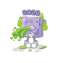 new year throw up cartoon. cartoon mascot vector