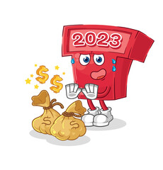 new year 2023 refuse money illustration. character vector