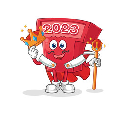 new year 2023 king vector. cartoon character