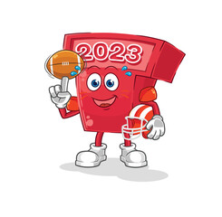 new year 2023 playing rugby character. cartoon mascot vector