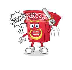new year 2023 knights attack with sword. cartoon mascot vector
