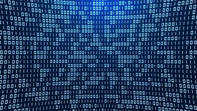 Binary Code Random Number Grid Technology Background.Changing program code from zero and one. Futuristic cyberspace, binary data,software coding and programming.