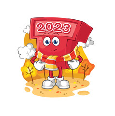 new year 2023 in the autumn. cartoon mascot vector