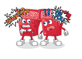 new year 2023 arguing each other cartoon vector
