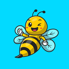 Cute Bee Waving Hand Cartoon Vector Icon Illustration. 
Animal Nature Icon Concept Isolated Premium Vector. Flat 
Cartoon Style