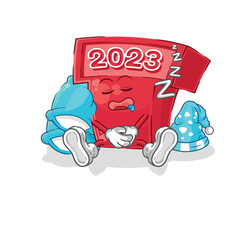 new year 2023 sleeping character. cartoon mascot vector