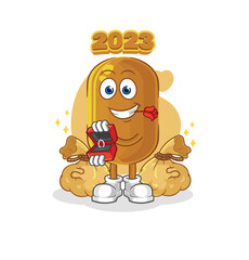 2023 new year propose with ring. cartoon mascot vector