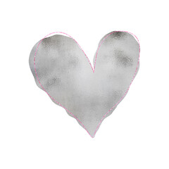 Elegant Silver Heart With Pink Glitter