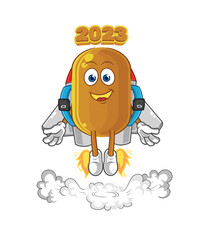 2023 new year with jetpack mascot. cartoon vector