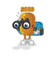 2023 new year with binoculars character. cartoon mascot vector