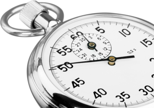 Metal silver stopwatch clock. Measuring equipment
