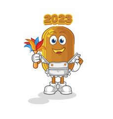 2023 new year maid mascot. cartoon vector