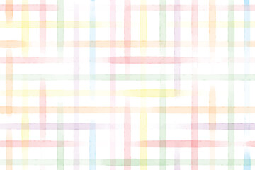 watercolor brush stroke striped gingham pliad seamless pattern