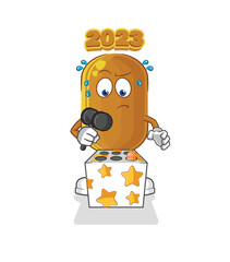 2023 new year play whack a mole mascot. cartoon vector