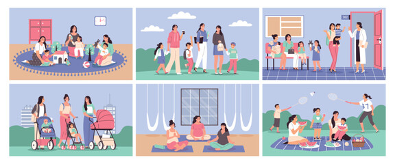 Mom Baby Group Color Set