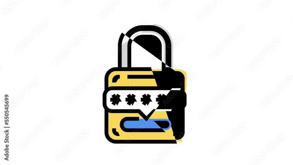 Poster password padlock color icon animation