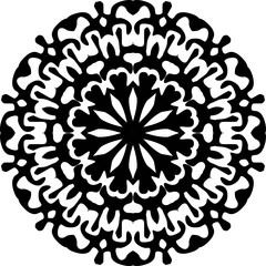 ornamental round lace ornament, lace pattern, mandala design in black and white