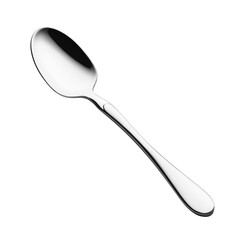 A shiny metal spoon with a classic elegant shape on a white background. perfect retouching. Side and top view. Copy space. Advertising, design. flatware