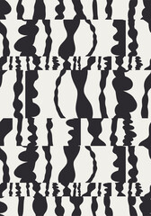 Fototapeta premium Abstract curve vector monochromatic colour seamless pattern