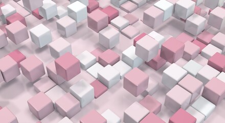 Obraz premium Floating cubes. Abstract geometric background in red and white colors. 3d render