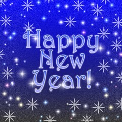 Naklejka na ściany i meble Happy New Year! Square blue card with snowflakes and stars