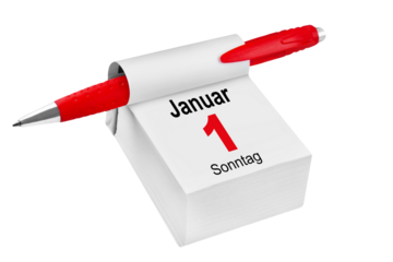 Deutscher Kalender Datum 1. Januar 2023 Sonntag und Rotstift   Hintergrund transparent
