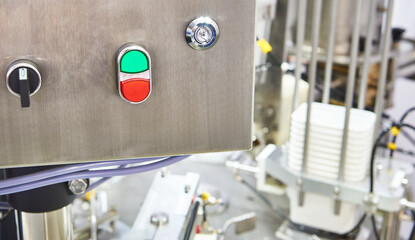 Control panel machine for packing cheese in plastic containers
