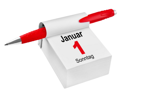 Deutscher Kalender Datum 1. Januar 2023 Sonntag und Rotstift   Hintergrund transparent