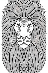 Coloring page illustration of a lion head for KDP coloring books for adults