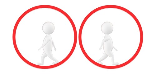 3d character , man walking inside a circle