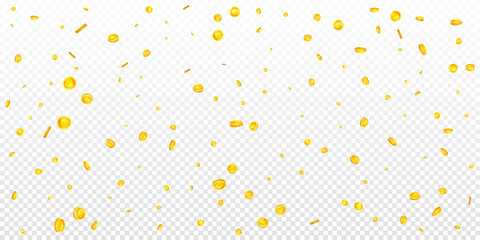 European Union Euro coins falling. Scattered gold