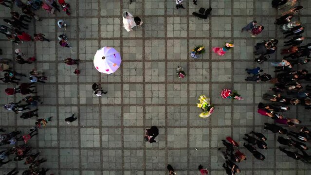 aerial view of a traditional dance with air balloons in oaxaca city