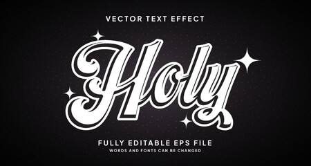 Editable White text effect with black background