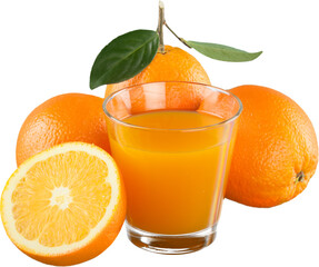 Fresh oranges and juice