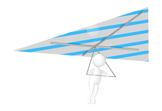 3d character , man fliying with a hang glider