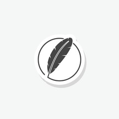Feather logo, feather pen sticker icon