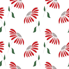 Flower pattern. Simple single flower floral seamless pattern for background, fabric, textile, wrap, surface, web and print design.