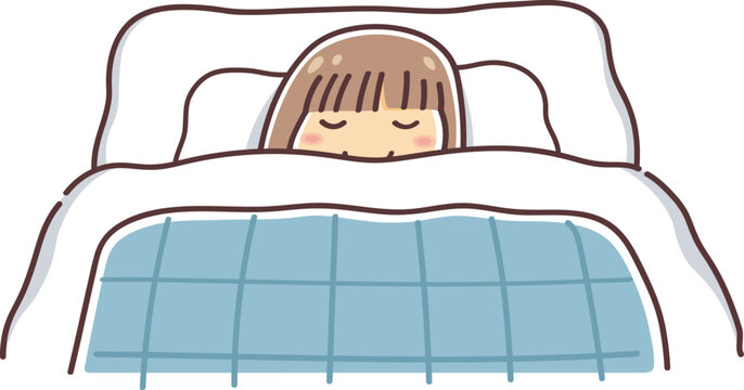 recommend clip art: 布団で眠る若い女性のイラスト