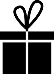 Gift box icon in black colors. Wrapped gift box with ribbon sign.