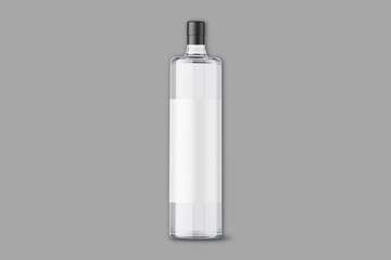 Bottle of vodka mockup template isolated over a grey background.3d rendering.	