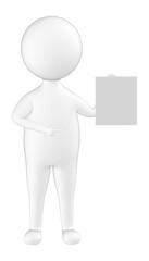 3d character , man holding a paper