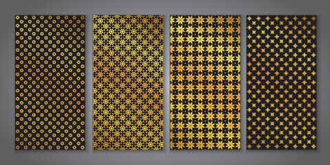 set of illustration of vector backgrounds with gold colored abstract pattern