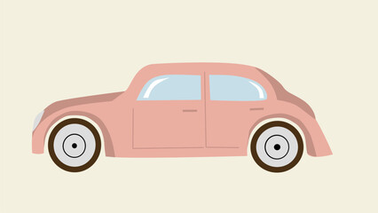 pink car on the beige background