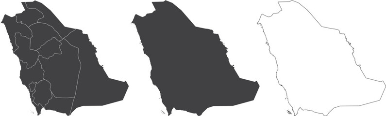 set of 3 maps of Saudi Arabia - vector illustrations	
