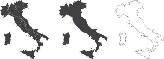 set of 3 maps of Italy - vector illustrations	
 - obrazy, fototapety, plakaty