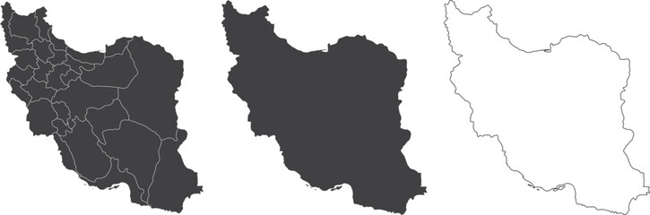 set of 3 maps of Iran - vector illustrations	
