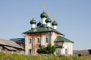 Stone Assumption Church in the village of Vershinino. Russia, Arkhangelsk region, Plesetsky district