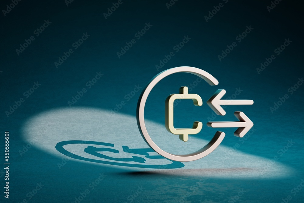 Fototapete beautiful abstract illustrations coin symbol icon on a dark blue background. 3d rendering illustrati