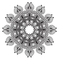 vector illustration black mandala pattern on white background For coloring book, round ornament, flower shape decoration. Arabic, Indian, Moroccan, Spanish, Turkish, Pakistan, Chinese,